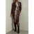 Reiss Printed Ruched Jersey Dress Burgundy
