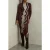 Reiss Printed Ruched Jersey Dress Burgundy