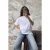 TRENDYOLMİLLA Dames Wit Grafisch Kort Oversized T-shirts