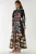 Geprinte Lange Mouwen Maxi Dress met Riem