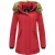 Lange Winterjas Dames – Winterjas Dames Bontkraag – Gewatteerde Jassen – Slim Fit (Getailleerd ) – 681 – Rood