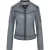 Dames Grijs Retro Gewatteerd Leren Bikerjack – Horten