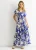 Blauwe Elastische Taille Maxi Dress