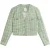 Ted Baker Koma Rose Button Cropped Boucle Tail Green Jacket