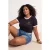 Trendyol Curve Dames Zwart Grafisch Kort Regular fit Grote maten T-shirts