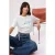 TRENDYOLMİLLA Dames Ecru Slogan Kort Boxy T-shirts