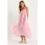 Effen Spaghetti Draagband Muslin Midi Jurk met Transparante Zoom