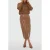 JOSH V imitatieleren midi kokerrok met split – cognac