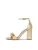 Golden block heel sandals with a covered heel