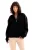JUSTEVER Oversized Fit Sweatshirt met opstaande kraag, halve ritssluiting en opstaande rand, zwart, voor dames – Cass