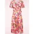 Topvintage exclusive ~ Irene Floral Cross Over swing jurk in kakigroen en roze
