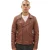 Heren gewatteerd leren bikerjack-bordeaux