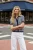 TRENDYOLMİLLA Dames Donkerblauw Gestreept Kort Regular fit Blouses