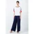 Witte top met korte mouwen en rood en blauw detail