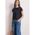 Street One Dames Shirt met ronde hals en decoratieve tape in Blauw