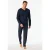 Schiesser Pyjama Fine Interlock Bovenstuk effen, geruite broek, V-hals, lange mouw, katoen (2-delig)