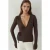 Zachte Touch Gebreide V-hals Lange Mouwen Viscose Blouse