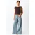 MANGO TEEN wide leg jeans met studs – lichtblauw