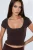 Slim Fit U-Hals Geribde Blouse