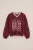 WE Fashion – Meisjes oversized sweater met print – Oversized – Bordeauxrood – Katoen –