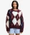 Slouchy Brushed Argyle Gebreide Trui Relaxed Pasvorm Red