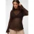 VERO MODA CURVE Plus Size aansluitende semi-transparante top – donkerbruin