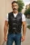 Heren zwart biker leren vest met metalen gespen – Pinetown