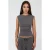 Geribbelde Mouwloze Blouse met Ronde Hals