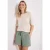 Street One Dames Mid Waist shorts van neteldoek in Groen