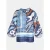 Mucho Gusto Blouse carini jeans blauw met oranje patchwork