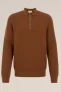 WE Fashion – Heren Gebreide polo met structuur – Slim Fit – Bruin – Katoen –