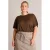 Yest Curve T-shirt met glitters Plus Size – bruin