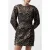 French Connection Ellery Jacquared Puff Slv Dres Blackout/copper