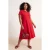 Trendyol Curve Dames Rood Effen Midi Kort Casual A-lijn Grote maten Jurk