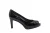 Stuart Weitzman x Russel Bromley Peep-Toe Pumps in Zwart Glanzend Leer