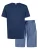 Mey Pyjama kort ‘Graphic Stripes’  blauw