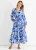 Blauwe Abstracte Wikkel Elastische Taille Midaxi Dress