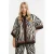 Mat Fashion gestreepte blouse met zebraprint bruin
