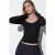 Dames Geribbelde Lange Mouw Crop Top