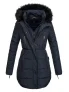 Marikoo lange dames winterjas Moonshine met imitatiebontkraag & teddyvoering