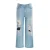 Dames jeans met versleten details Mat Fashion Wide Leg