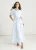 Maxi-shirtjurk van katoenmix met blauwe tegeldruk en knoopsluiting