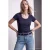 TRENDYOLMİLLA Dames Donkerblauw Effen Kort Getailleerd T-shirts