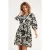 Smashed Lemon Zwart-witte jurk met grafische print en ceintuur |
