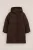 WE Fashion – Meisjes gewatteerde lange jas met capuchon – Regular fit – Donkerbruin –
