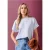 Street One Dames Shirt met Silk-Look en ronde hals in Blauw