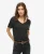 Superdry Vrouwen Studios Slub T-shirt met V-hals en Borduursel Zwart