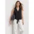 Street One Dames Blousetop met bowlingkraag en knoop in Zwart