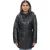 Dames leren parka jas met capuchon-Boekarest