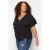 Trendyol Curve Dames Zwart Effen Kort Getailleerd Grote maten Blouses
